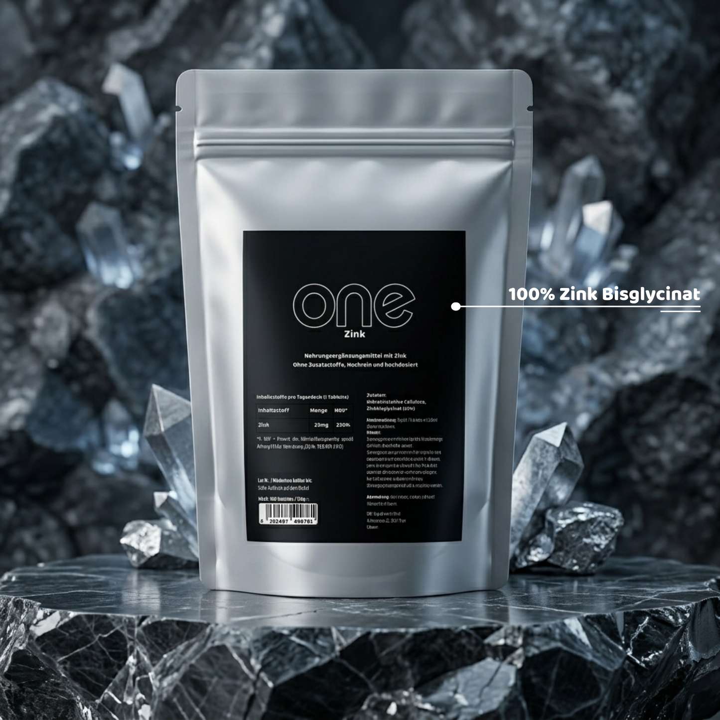 ONE Supplements Zink Bisglycinat 25mg – Magenschonend & Rein – 500 Tabletten
